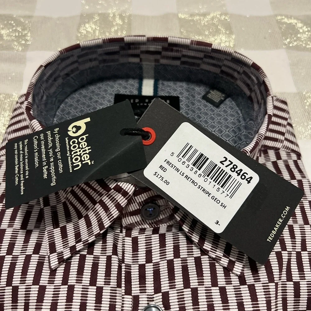 Ted Baker Men's Patterned Shirt - Black and White - Picture 6 of 7
